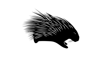 porcupine emblem, black isolated silhouette