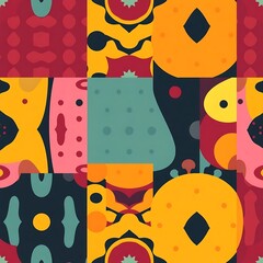 Abstract Patchwork: Geometric Pattern - Bold and vibrant, this seamless patchwork pattern features a kaleidoscope of colors and abstract shapes.
