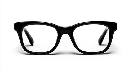 Stylish Black Eyeglasses with Empty Lenses on a White Background