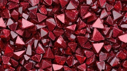 Shimmering Red Triangular Glittering Stones with Sparkling Texture