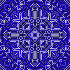 Seamless square pattern blue and white. Frost texture pattern. Merry Christmas. Happy New Year.