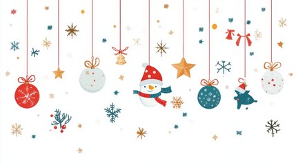 Christmas decorations on simple background