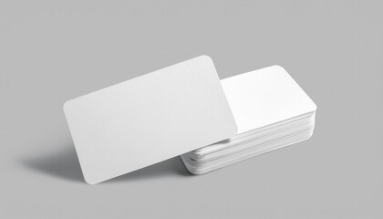 Blank White Gift Cards Mockup. High-Quality Stack of Plain Gift Cards with Rounded Corners for Branding, Business Promotions, Custom Design Templates, Personalized Vouchers, or Event Use Example