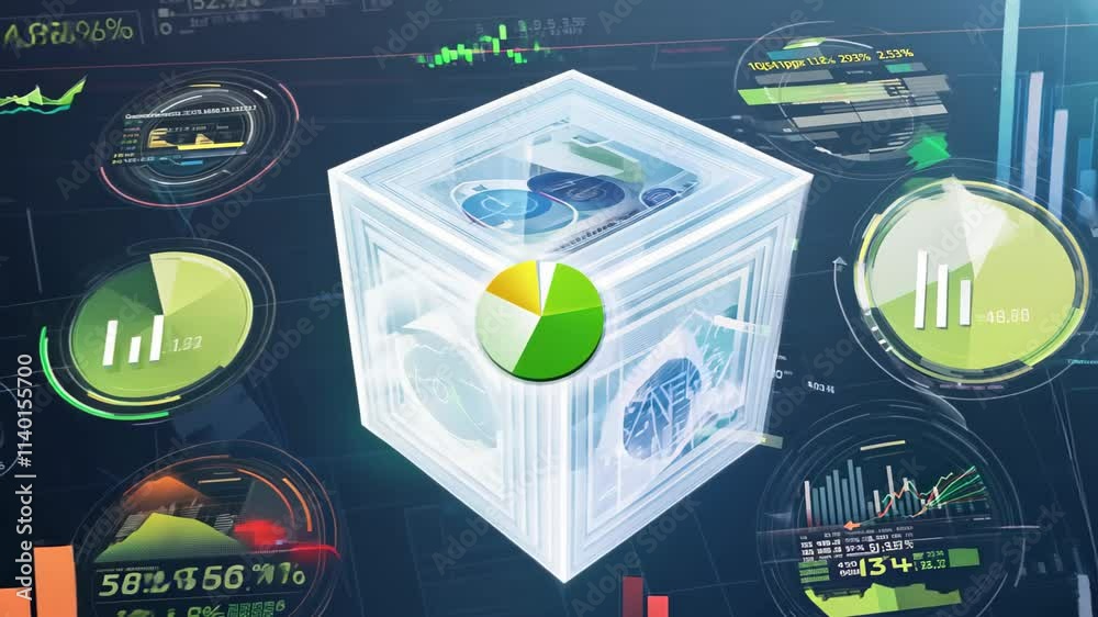 Poster Innovative 3D cube exploring advanced technology concepts and digital design principles
