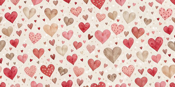 Romantic Watercolor Heart Pattern Perfect for Valentine's Day, Wedding Invitations, or Romantic Decor