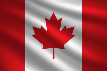 Flag of Canada silk background. Wavy textile vector icon. Best for mobile apps, UI and web design.