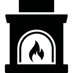 Simple vector icon fireplace