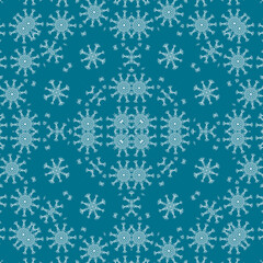 Christmas seamless pattern. Christmas background blue. Snowflake pattern. Happy New Year