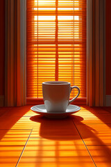 A serene cup on a sunlit window sill.