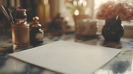 Obraz premium A serene workspace with writing materials.
