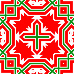 Seamless square pattern red and green. Christmas pattern green and red. Merry Christmas. Happy New Year.