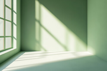 Fototapeta premium empty green room with window and spotlight