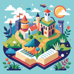 Obraz premium cartoon castle on the hill