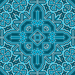 Seamless square pattern blue and white. Frost texture pattern. Merry Christmas. Happy New Year.