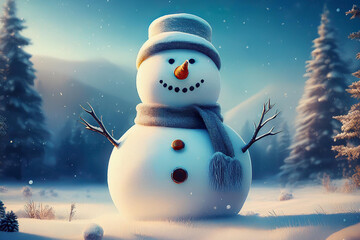 Generated image, Snowman Merry Christmas and Happy New Year

