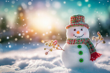 Generated image, Snowman Merry Christmas and Happy New Year

