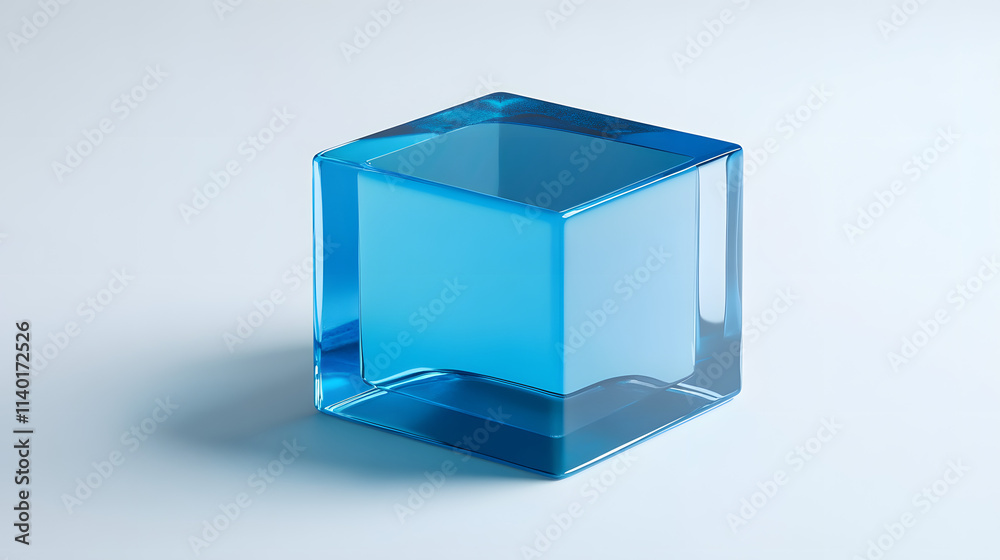 Fototapete 
3D rendered transparent cube graphics with blue colors on a light background. Illustration for digital concept or geometry. Visualization for modern perspectives and networks.