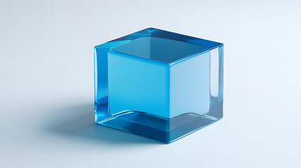
3D rendered transparent cube graphics with blue colors on a light background. Illustration for digital concept or geometry. Visualization for modern perspectives and networks.