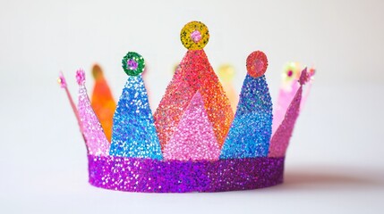 Colorful Child's Crown Decorated with Glitter for Festive Occasions