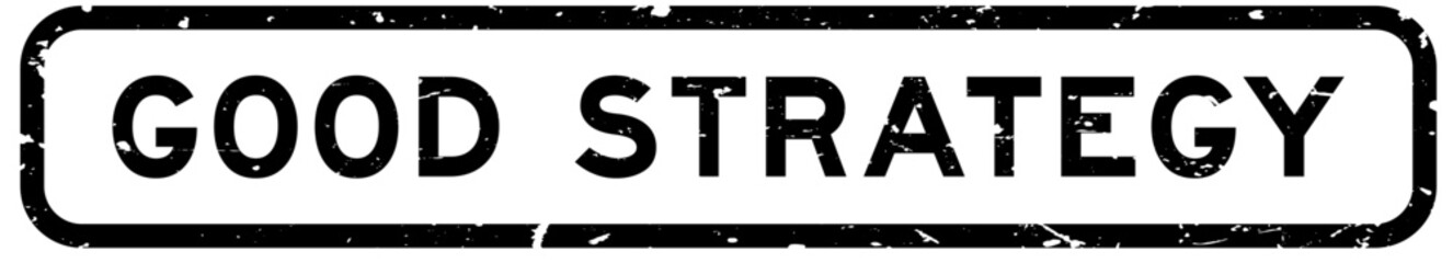 Grunge black good strategy word rubber square seal stamp on white background