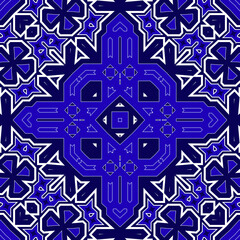 Seamless square pattern blue and white. Frost texture pattern. Merry Christmas. Happy New Year.