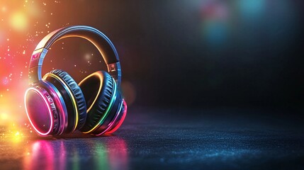 Vibrant music experience studio setting digital art night environment close-up view sound and color harmony