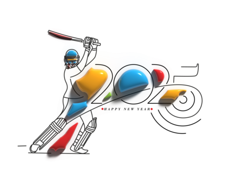 2025 Happy New Year Text Typography Design Transparent PNG.