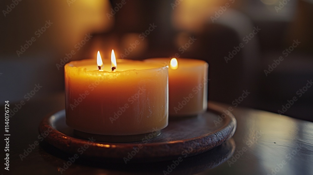 Aufkleber two burning candles creating a warm and relaxing atmosphere