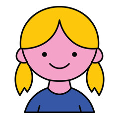 Smiling Blonde Girl Face Avatar Flat Icon Isolated On White Background
