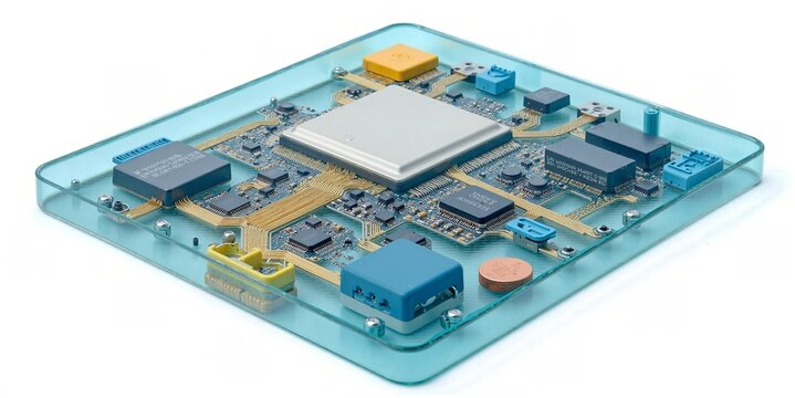 Close-up of a modern CPU, revealing intricate internals for AI and complex computations