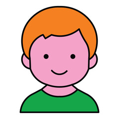 Smiling Boy Happy Face Flat Icon Isolated On White Background