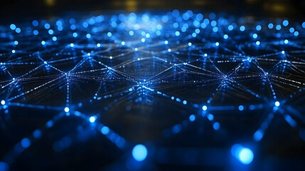Obraz premium Abstract digital network representation with blue lights.