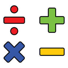 Math Symbols Flat Icon Isolated On White Background