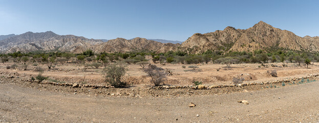 Landscape panorama view of highlands of northern Ethiopia