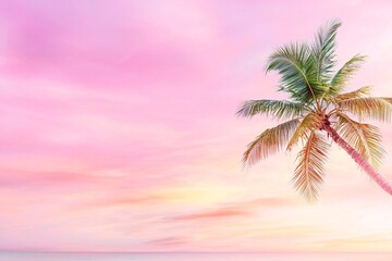 Fototapeta premium Relaxing sunset at tropical beach nature scene with palm tree serene environment peaceful viewpoint