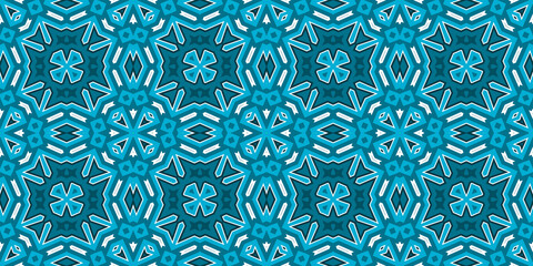 Seamless pattern banner blue and white. Merry Christmas. Happy New Year. Frost and snowflakes pattern
