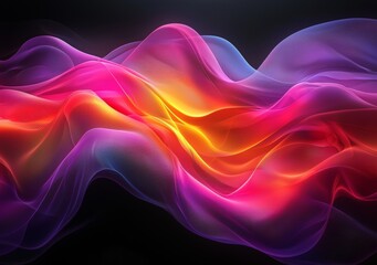 Fototapeta premium Vibrant multicolored wave design set against a black backdrop.