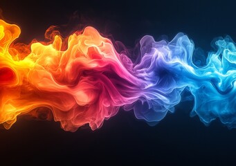 Obraz premium Colorful abstract wave motif on a black base.