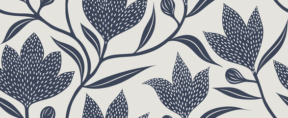 Abstract flower seamless pattern with dotted style.  © andin