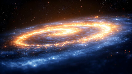 Spiral galaxy with glowing stars and cosmic dust.