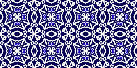 Seamless pattern banner blue and white. Merry Christmas. Happy New Year. Frost and snowflakes pattern