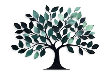 Obraz premium Decorative Tree Art with Teal and Dark Green Leaves