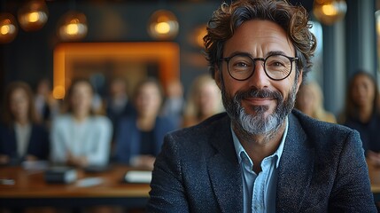 Fototapeta premium Seamless Online Meeting experience, with professional development highlights, new role announcement, and a vibrant applause-filled atmosphere 