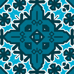 Seamless square pattern blue and white. Frost texture pattern. Merry Christmas. Happy New Year.