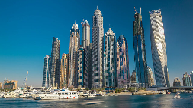 Dubai Marina tallest towers in Duba timelapse hyperlapse