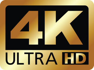 Golden 4k ultra hd logo representing high resolution display technology