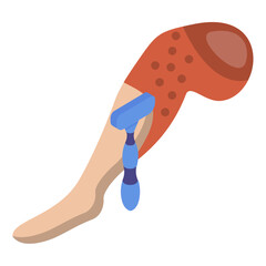 Shaving legs hair with a manual razor isometric concept, private parts hair removal service vector icon design, beauty personal care symbol, cosmetic dermatology sign, body aesthetics illustration