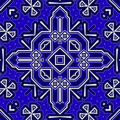 Seamless square pattern blue and white. Frost texture pattern. Merry Christmas. Happy New Year.