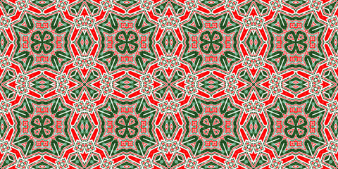 Seamless pattern banner red and green. Festive red and green Christmas pattern. Merry Christmas. Happy New Year.
