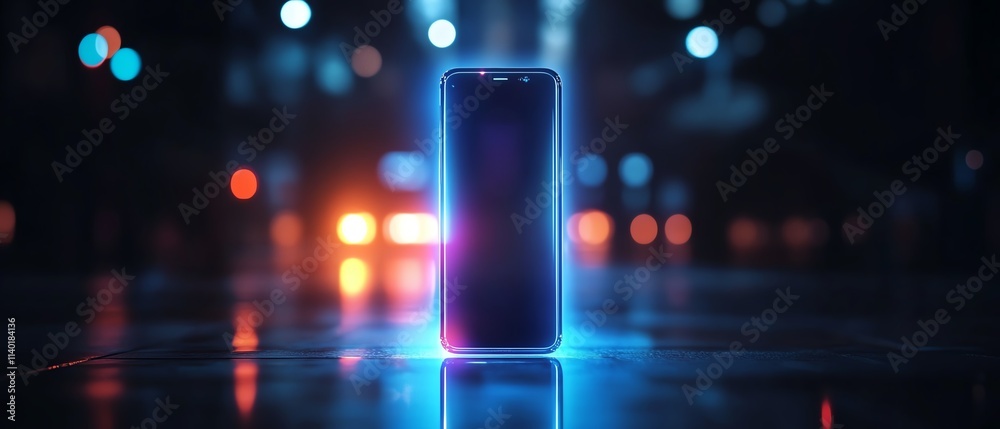 Fototapete A futuristic phone with a holographic AI assistant projecting from the screen, minimalist design, personalized virtual helper with artificial intelligence technology, highres